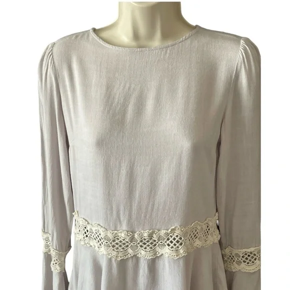 Esley Flare Sleeve Shirt Women's Size Small Lace Trim Cowgirl Western Bohemian - Picture 2 of 11